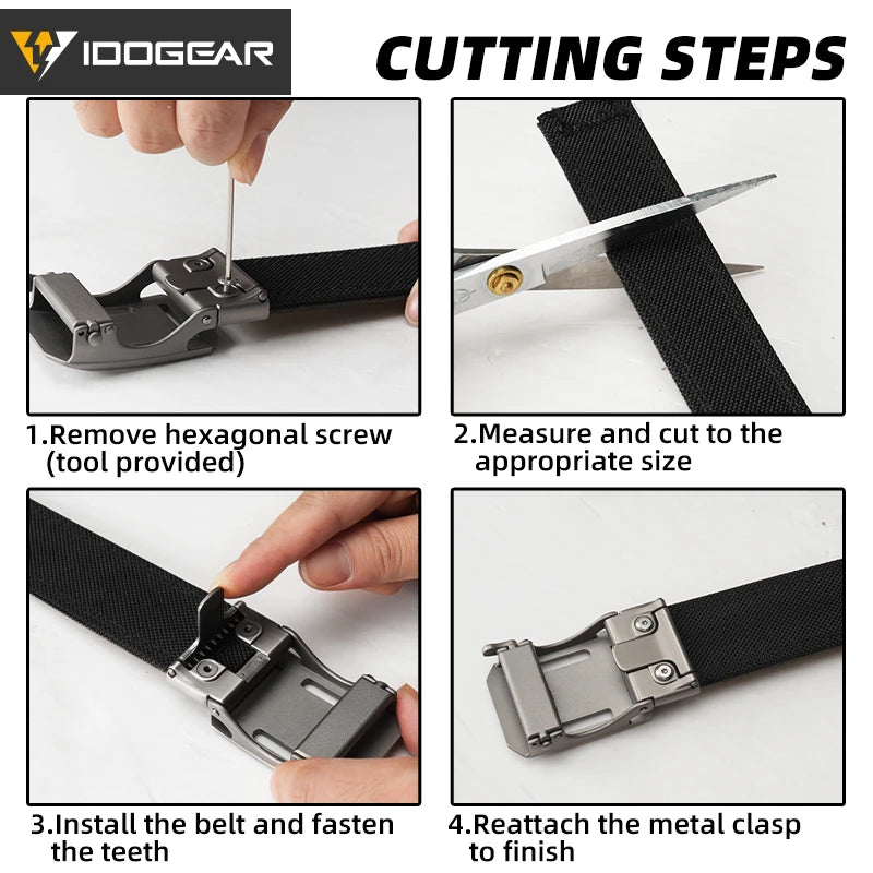IDOGEAR Sports Quick Release Nylon Tactical Ratchet Belt for Men