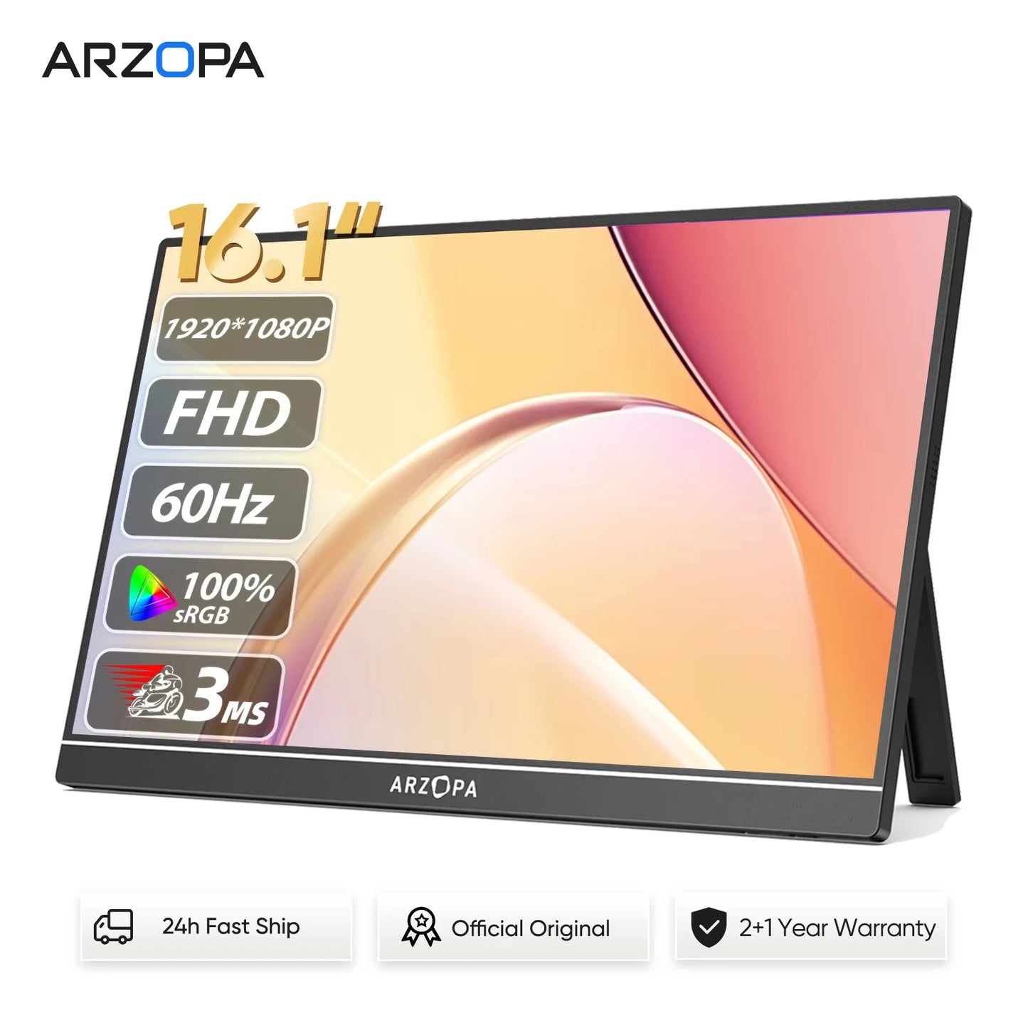 Arzopa 16.1 Inch Portable Monitor 1080P SRGB External Screen