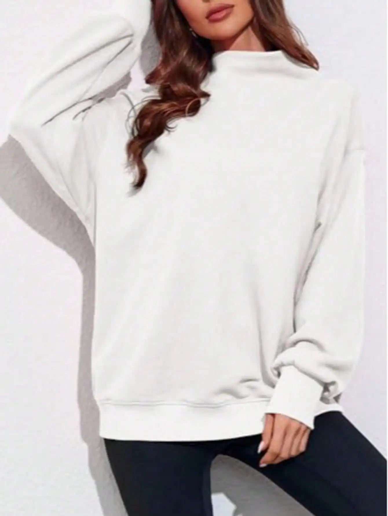 Fisoew Ribbed Turtleneck Sweater Long Sleeve Knit Pullover Top