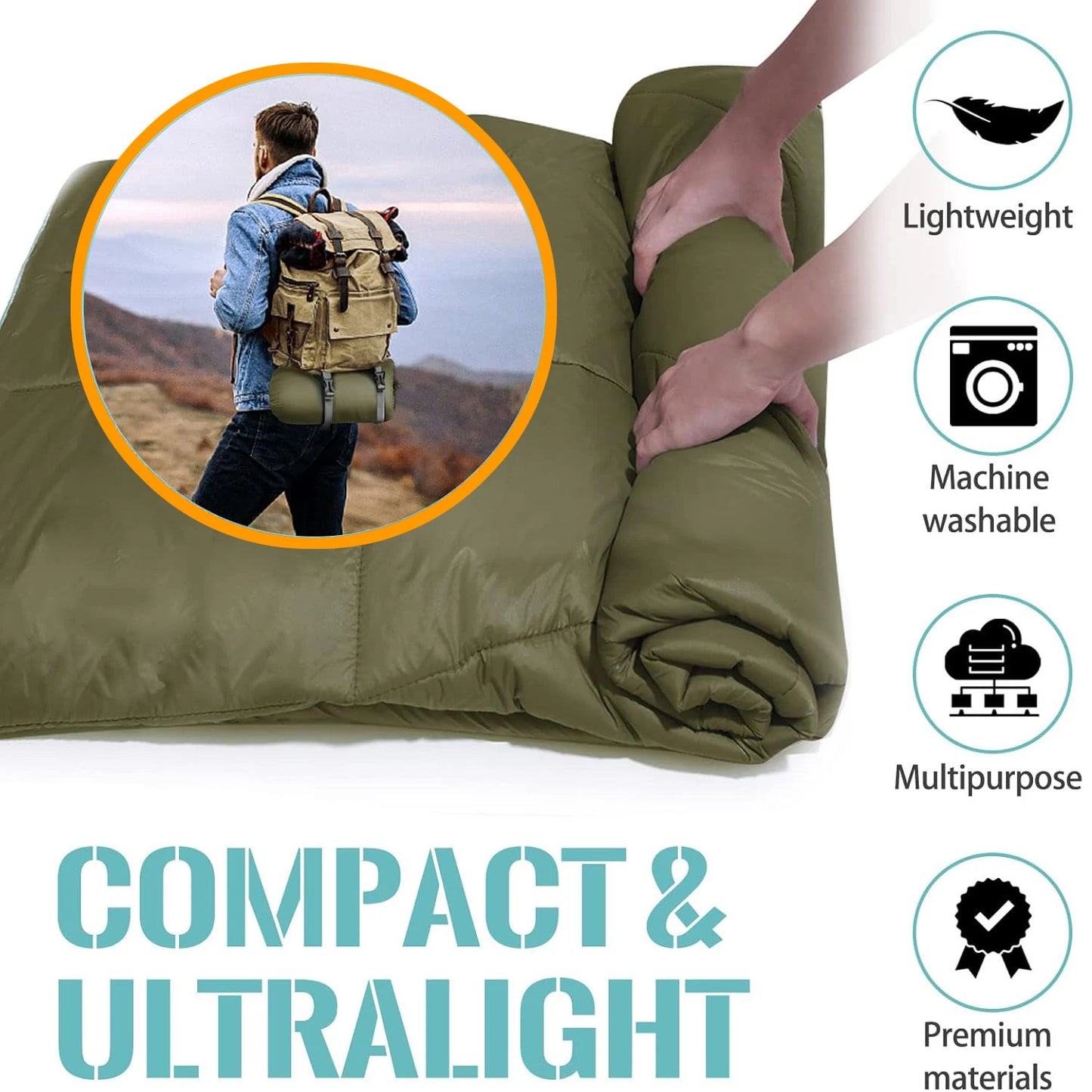 Lightweight Puffy Camping Blanket Waterproof Down Alternative Quilt
