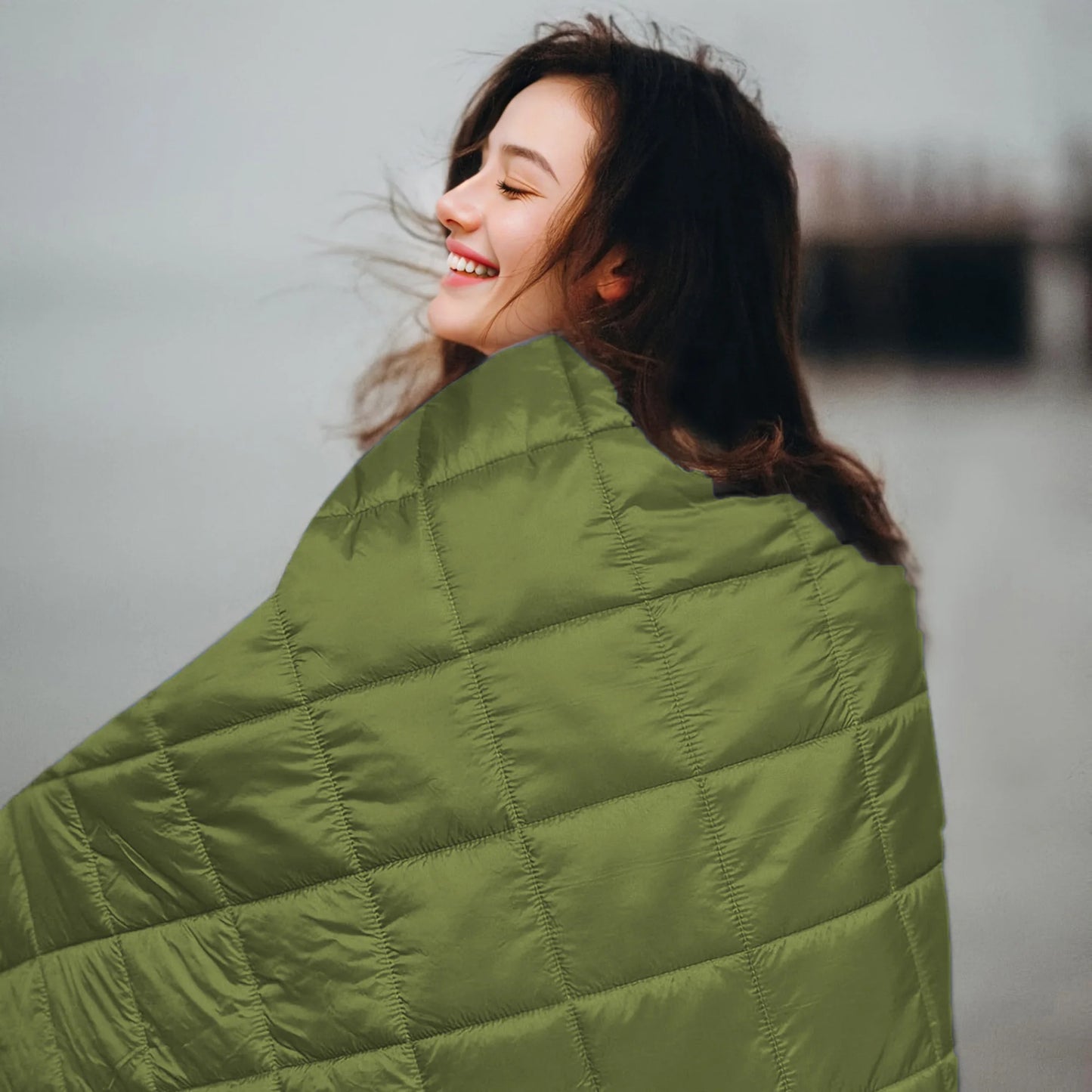 Lightweight Puffy Camping Blanket Waterproof Down Alternative Quilt