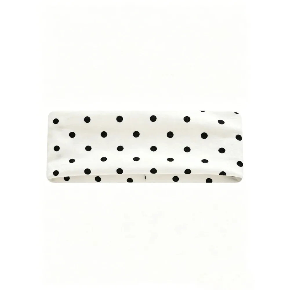 Premium Polka Dot Wide Elastic Sports Hair Headbands For Women