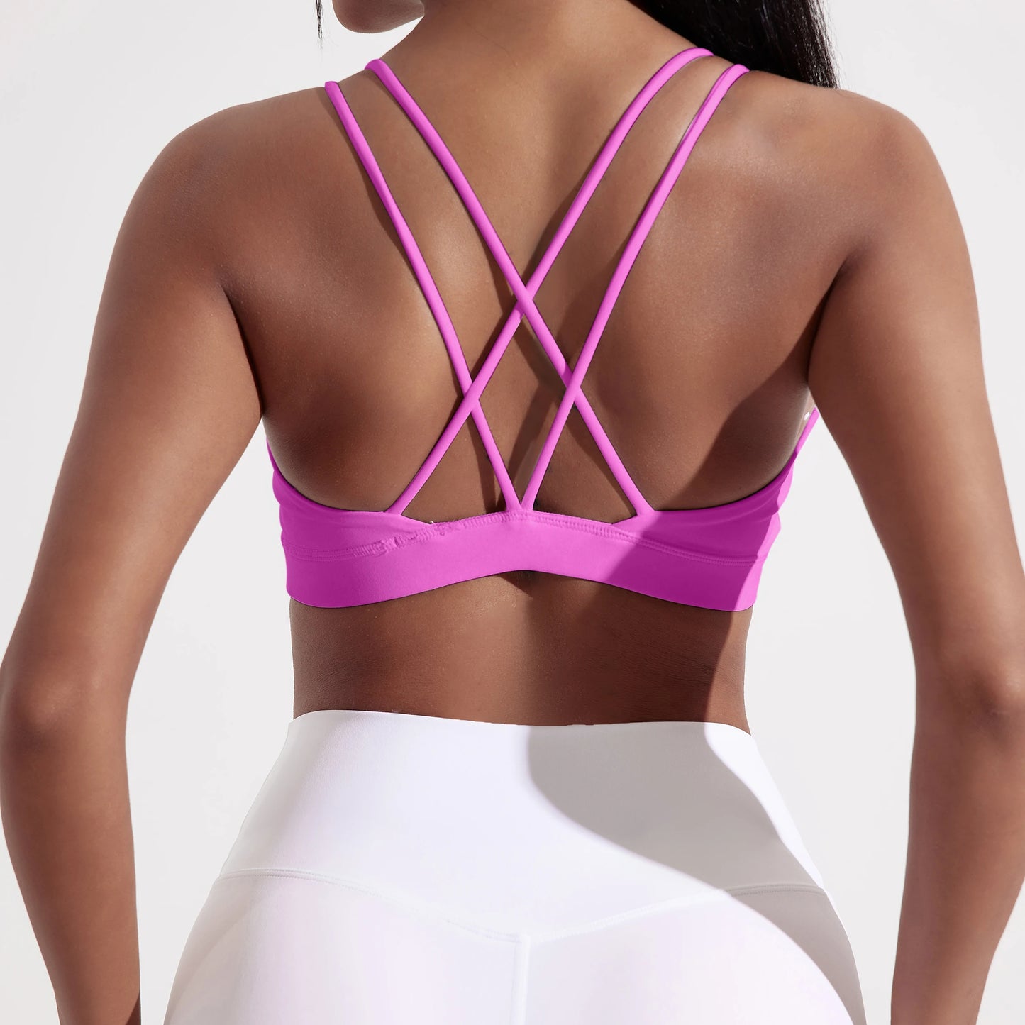Cross Fitness Bra Women Nylon Spandex Chest Pad Breathable Gym