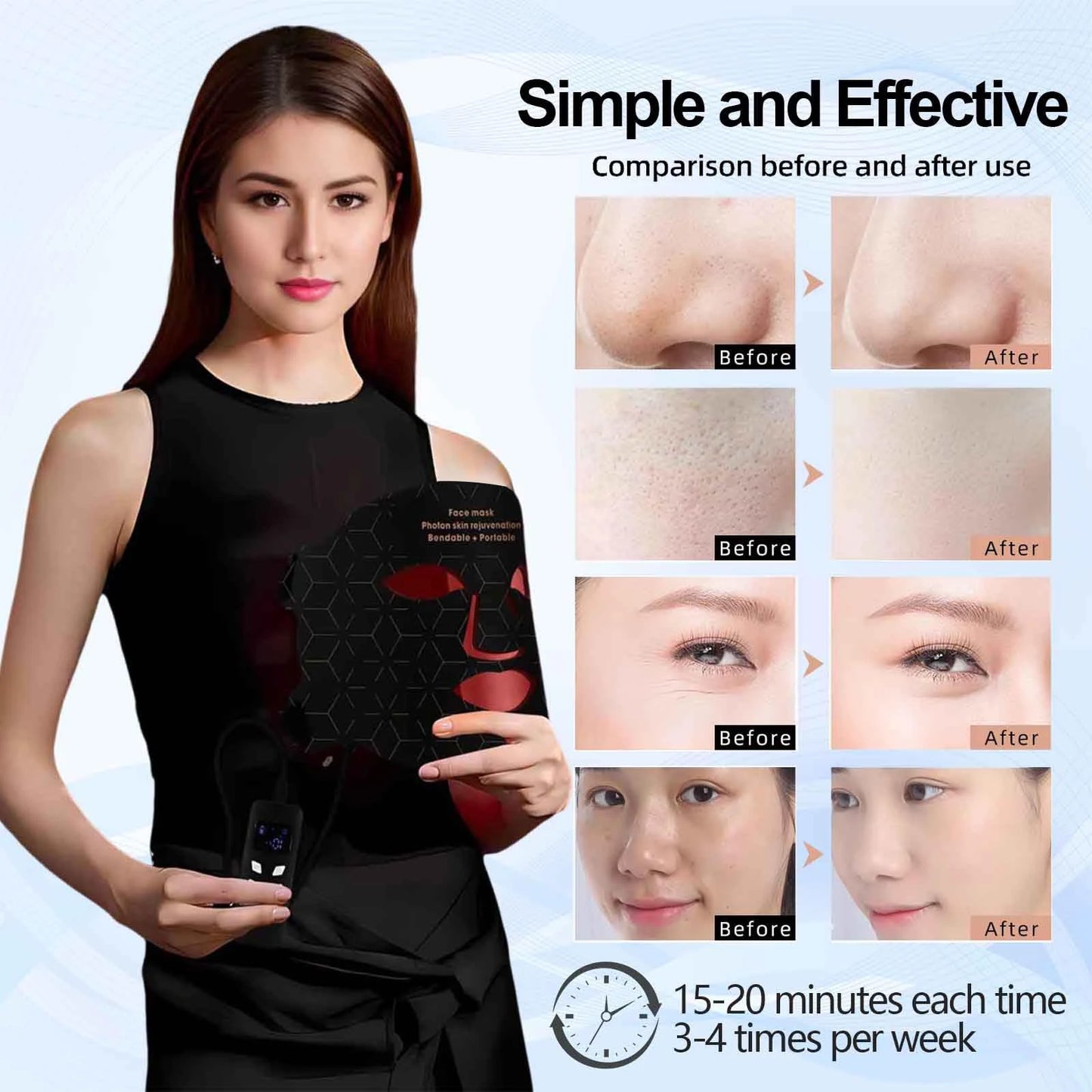 Portable Red Light Therapy Face Mask For Anti Aging Wrinkles