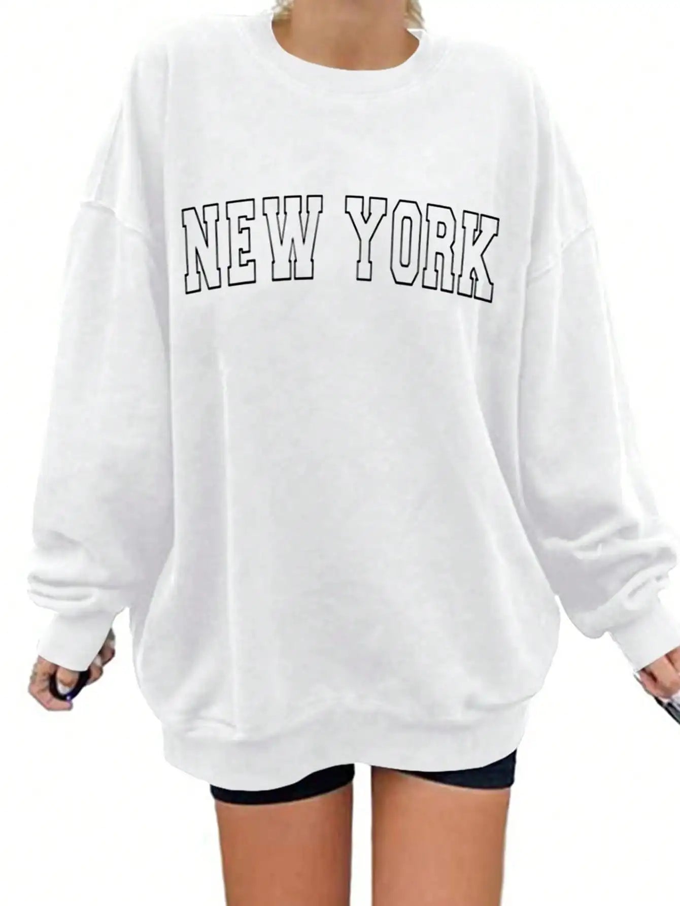 Fisoew Women Oversized Crewneck Sweatshirt Long Sleeve Casual Pullover