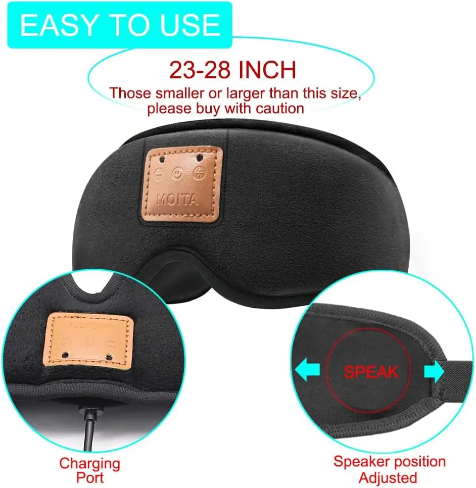 3D Sleeping Eye Mask With Built-In Speakers And Bluetooth Headphones