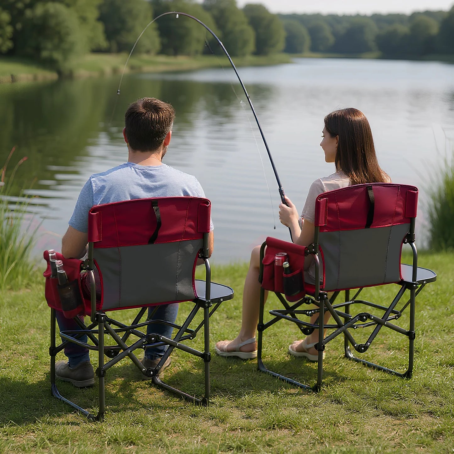 HiMISS Folding Directors Chair With Cup Holder For Outdoor Camping Leisure