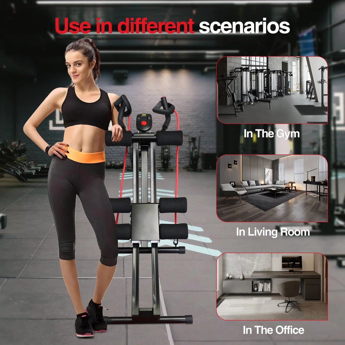 GIKPAL Foldable Ab Machine With LCD Display For Core Workouts
