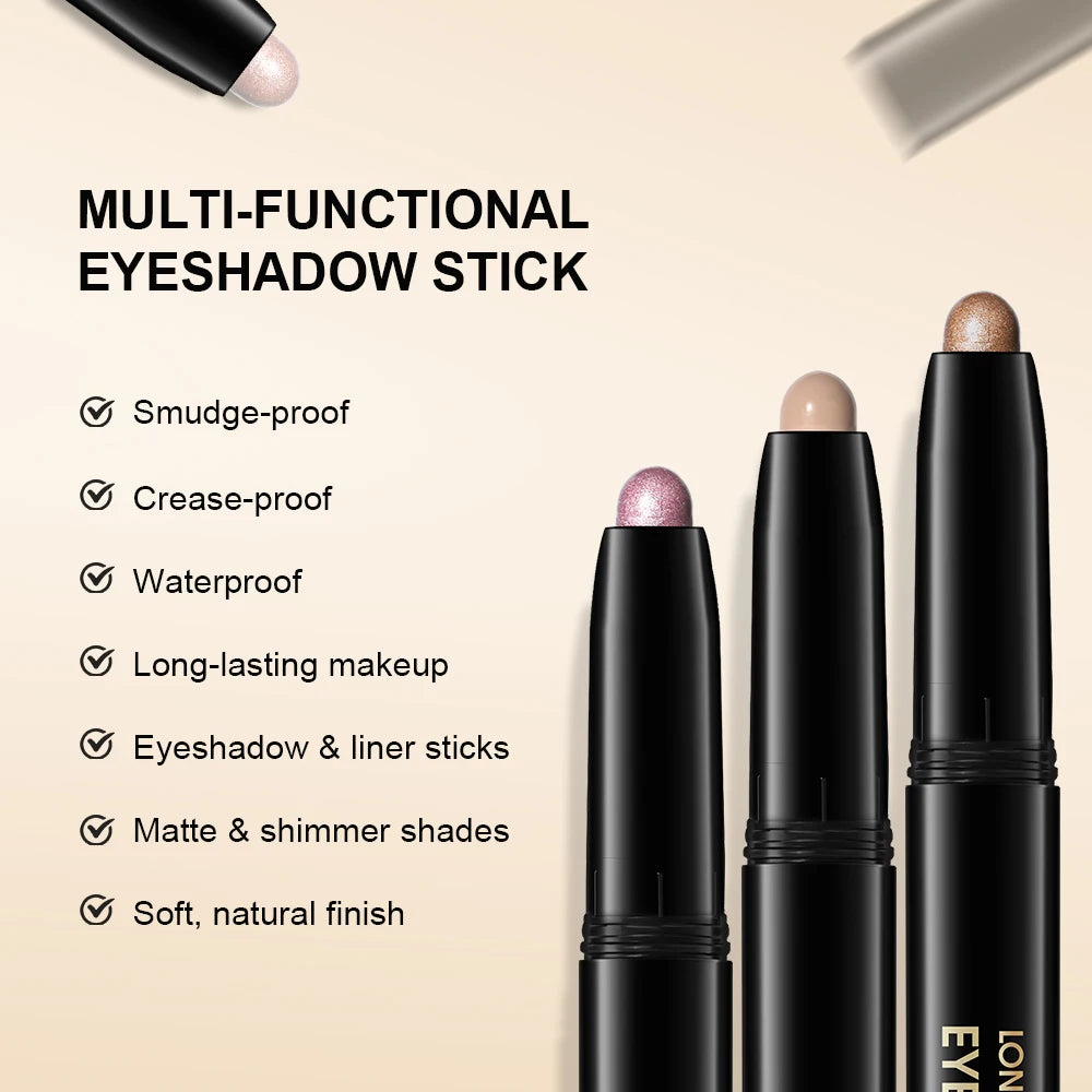 Waterproof Matte Shimmer Eyeshadow Liner Stick With Glitter Highlighter
