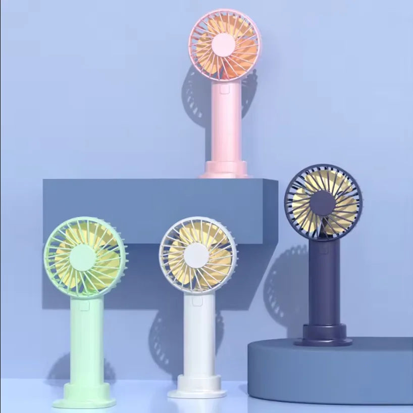 USB Mini Portable Rechargeable Handheld Fan With Integrated Phone Holder