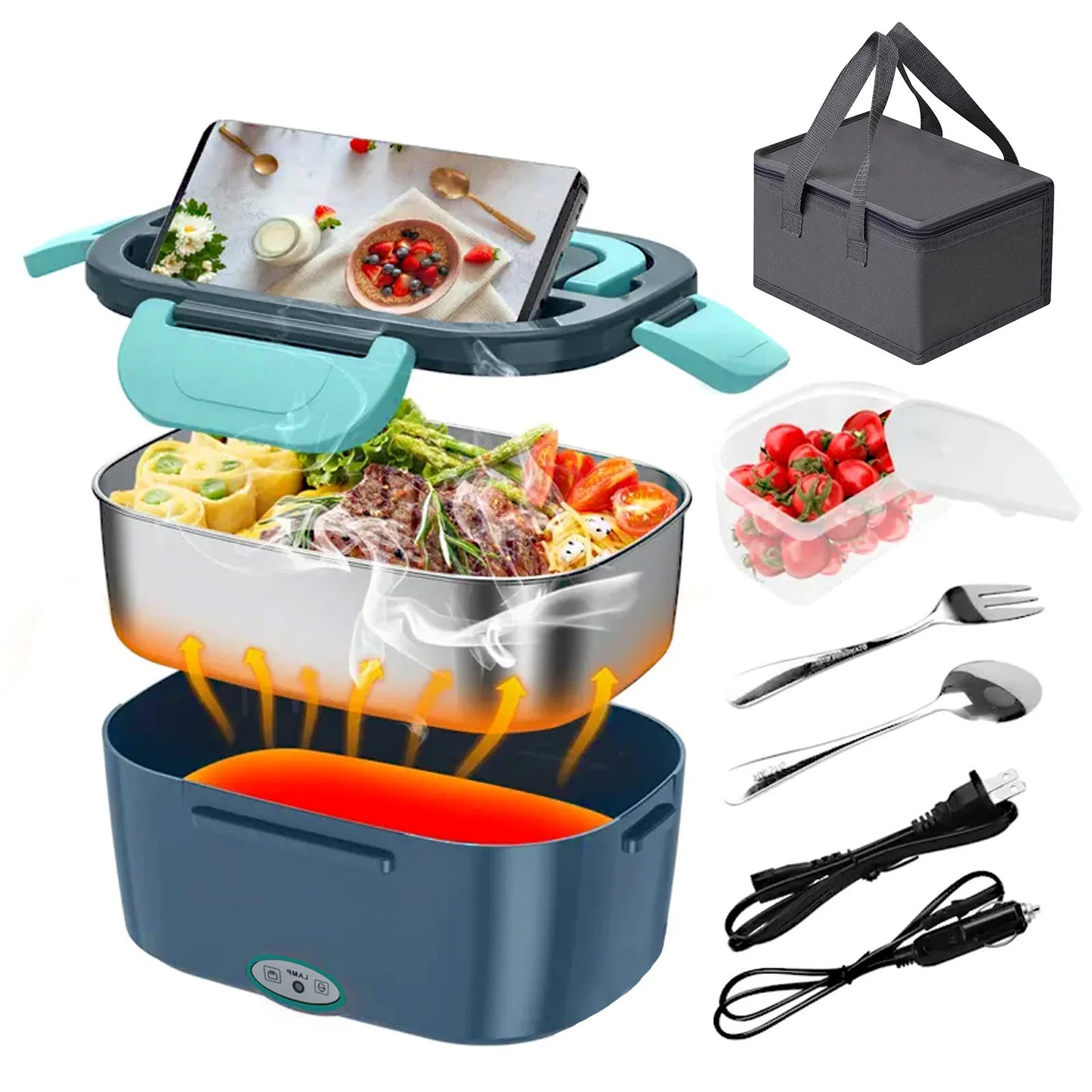 Portable Electric Heating Lunch Box Food Warmer With Carry Bag