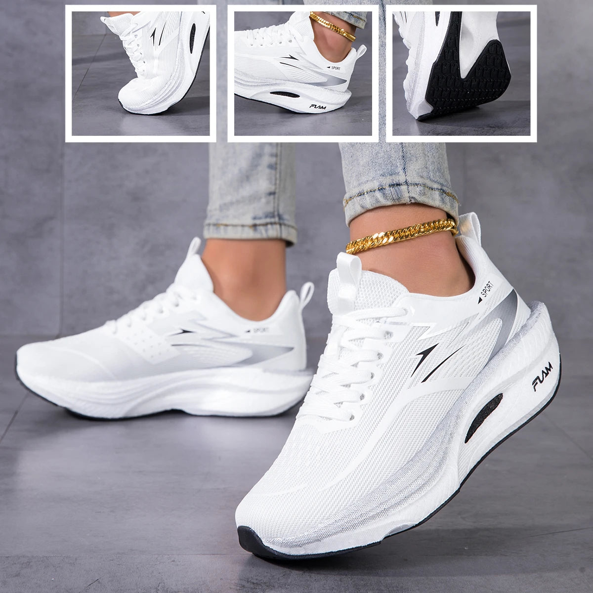 Breathable Platform Sneakers With Mesh Upper And Light Gym Comfort