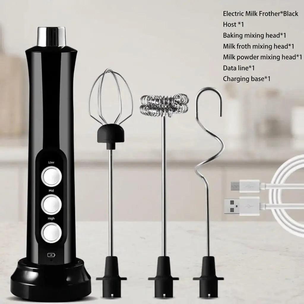 Stonego Cordless Rechargeable Milk Frother With Three Speed Whisk