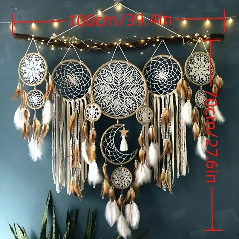 Moon And Sun Handcrafted Bohemian Dream Catcher Wall Decor