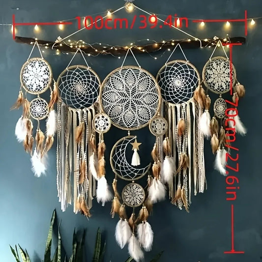 Moon And Sun Handcrafted Bohemian Dream Catcher Wall Decor