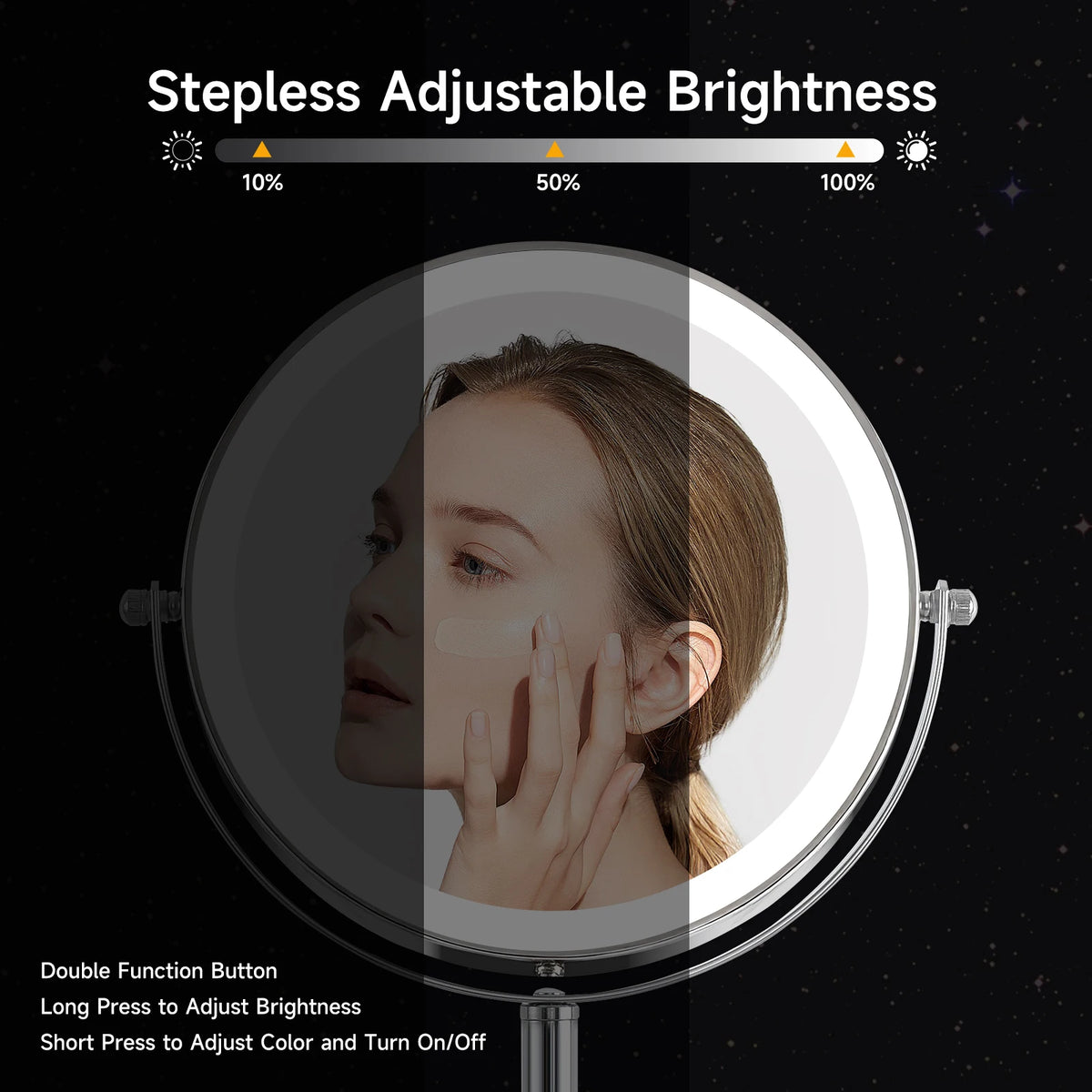 Touch LED Double Sided Magnifying Vanity Mirror With 10X Magnification